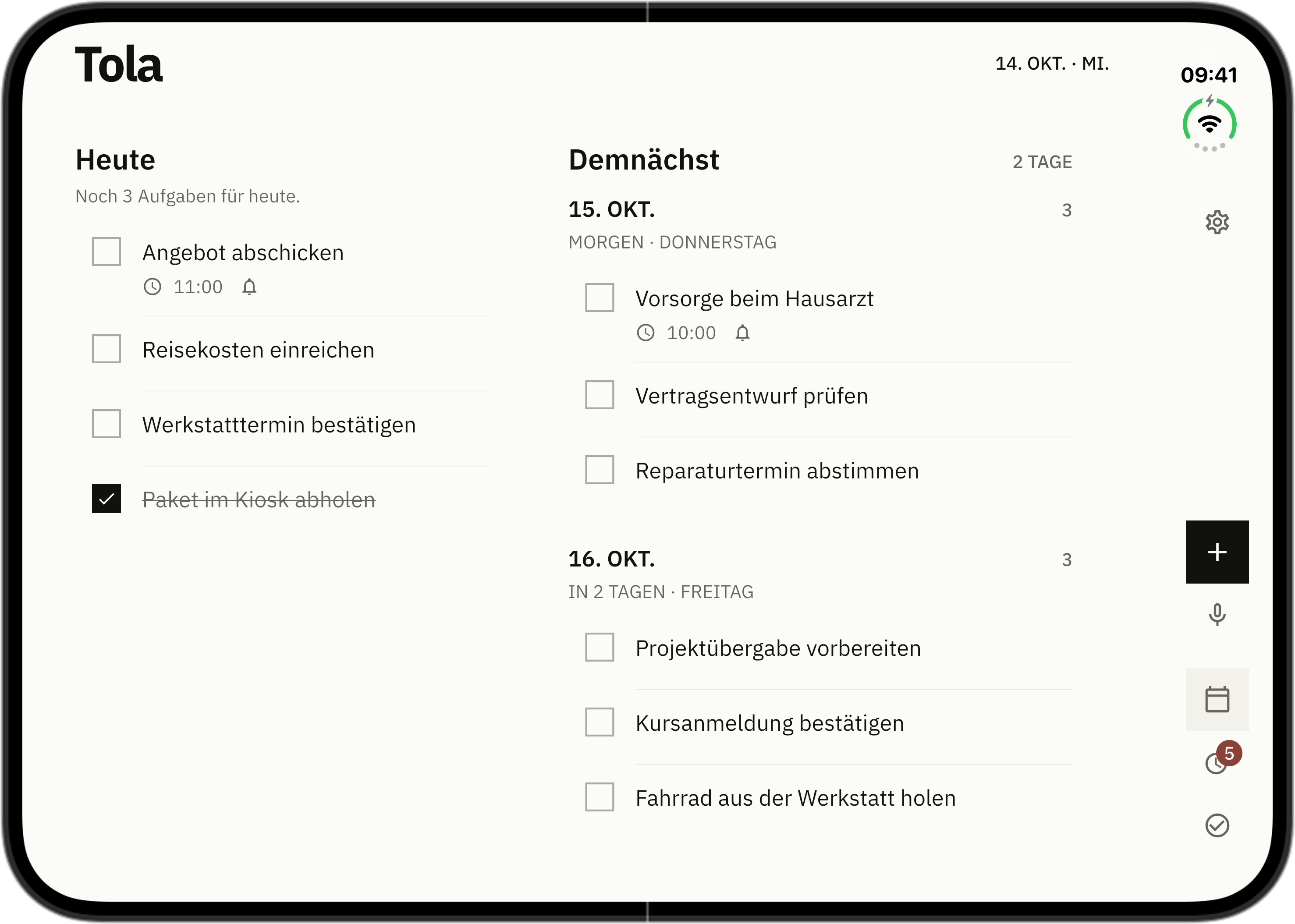 Tola auf dem inneren Display des iPhone Duo