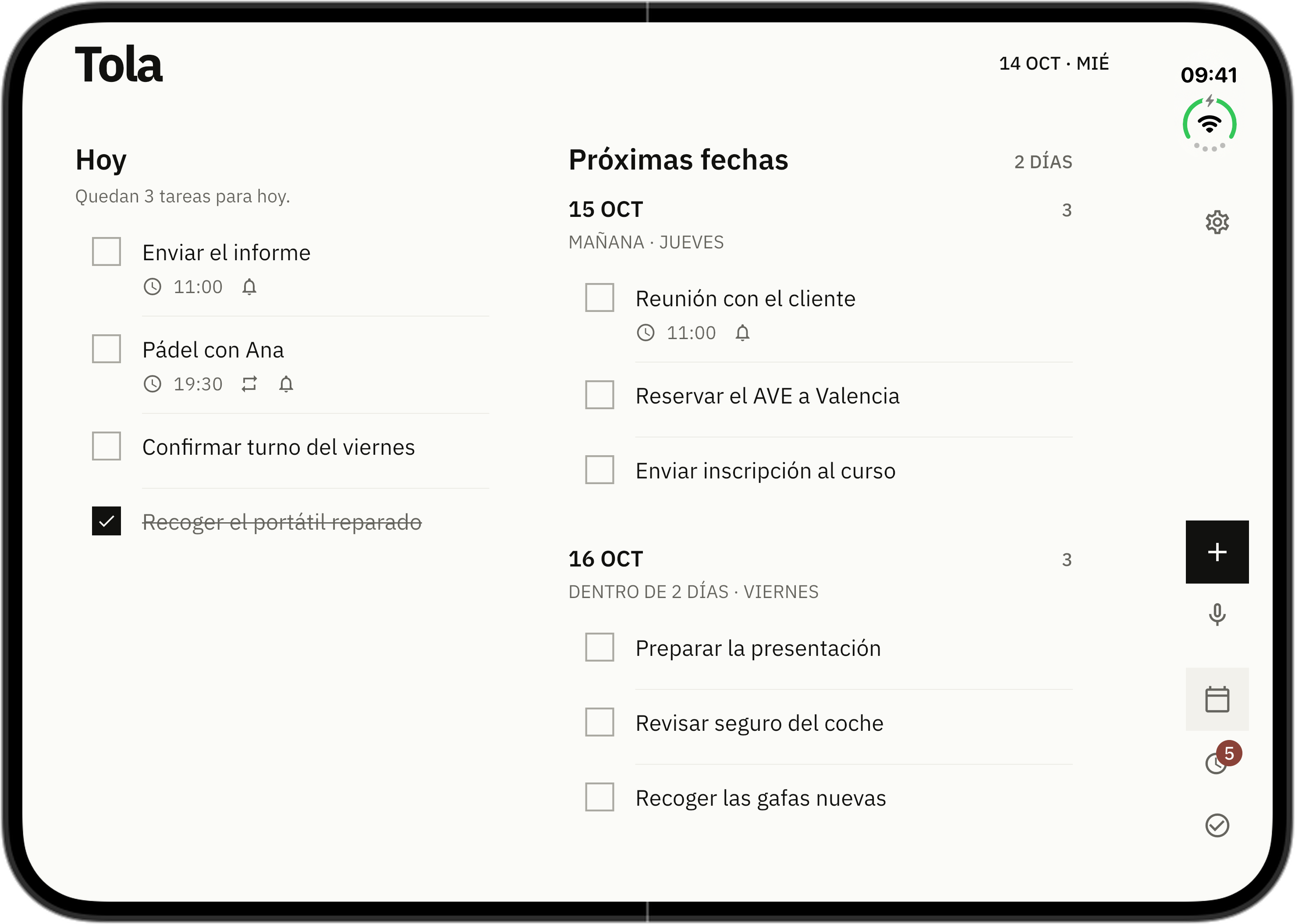 Tola en la pantalla interior del iPhone Duo